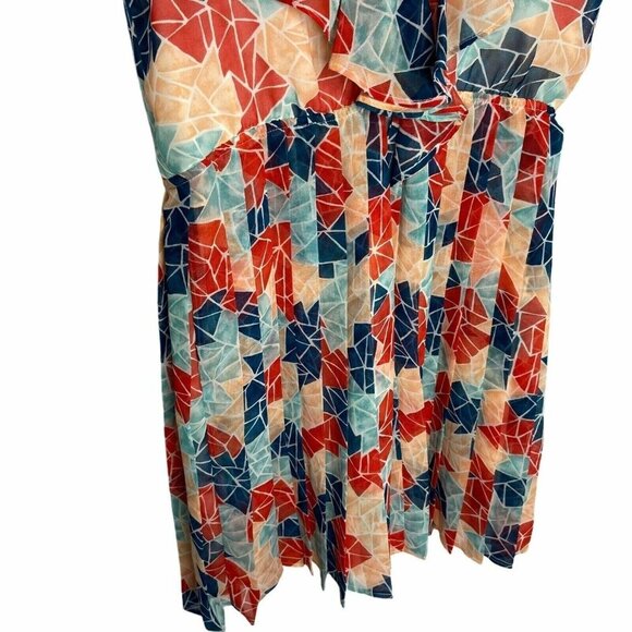BCBGeneration Dress size Medium Multicolor Geometric Chiffon Light Weight Ruffle - Picture 12 of 12